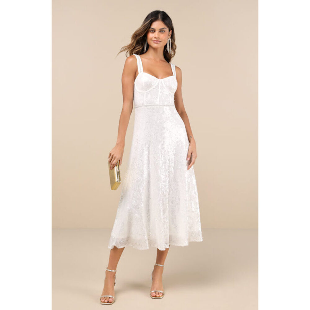 NWT Lulus White Sequin Bridal Dress